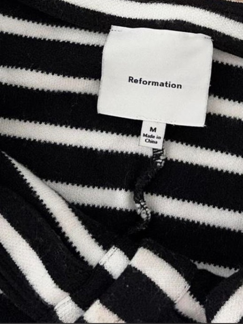 Reformation Lennox Button Up Black & White Striped Cardigan Top M - Picture 5 of 5